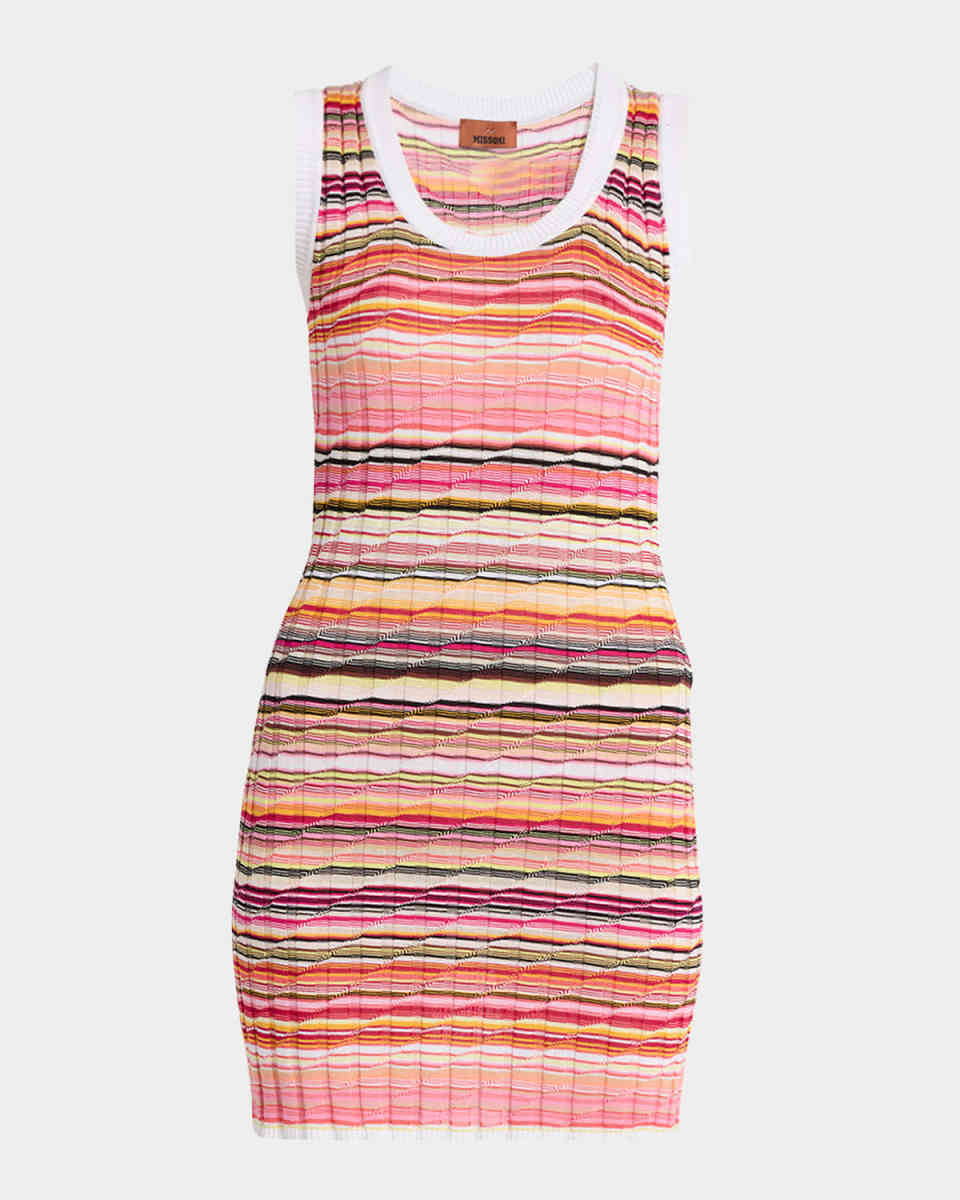 Striped Rib Sleeveless Mini Dress